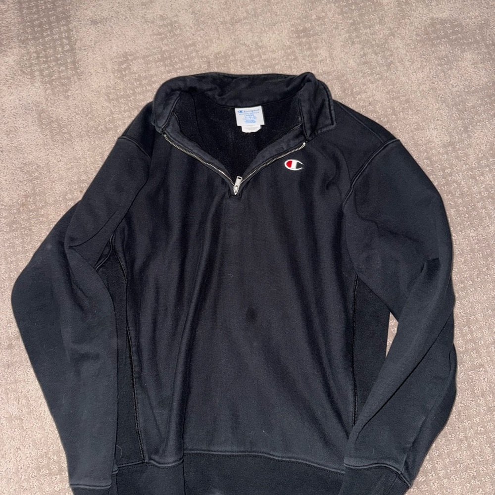 Champion Men's Black Quarter-Zip Sweater